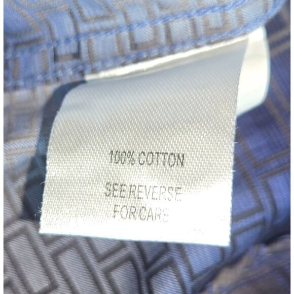 Johnston & Murphy Tailored Fit XL Mens Dress Shirt Blue Geometric Pattern - Picture 7 of 8